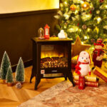 Compact Electric Fireplace Heater with Realistic Flame Effect Black