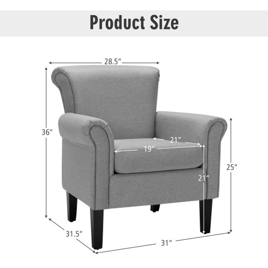 Light Gray Upholstered Accent Chair with Adjustable Foot Pads 5 Light Gray Upholstered Accent Chair with Adjustable Foot Pads - Image 5