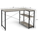48 Inch Reversible L Shaped Desk with Adjustable Shelf 26 48 Inch Reversible L Shaped Desk with Adjustable Shelf