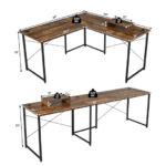 Reversible L-Shaped Long Computer Desk with Monitor Stand (2-Person)