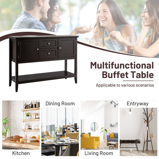 Rustic Wooden Console Table with Drawers and Storage Shelves 2 Rustic Wooden Console Table with Drawers and Storage Shelves - Image 2