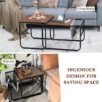 Rustic Brown Nesting Coffee Tables with Storage Pocket (Set of 2) 10 Rustic Brown Nesting Coffee Tables with Storage Pocket (Set of 2)