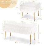 Faux Fur Vanity Stool with Golden Metal Legs for Living Room 19 Faux Fur Vanity Stool with Golden Metal Legs for Living Room