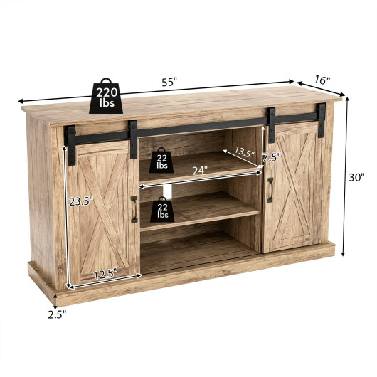 Natural Sliding Barn Door TV Stand with Adjustable Shelves 4 Natural Sliding Barn Door TV Stand with Adjustable Shelves - Image 4