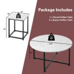 Modern Faux Marble Coffee Table and Side Tables with Steel Base (Set of 3) 18 Modern Faux Marble Coffee Table and Side Tables with Steel Base (Set of 3)