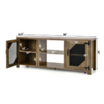 Rustic Brown TV Stand with Mesh Doors and Adjustable Shelves