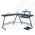 Space-Saving L Shaped Computer Desk with Monitor Stand Black 12 Space-Saving L Shaped Computer Desk with Monitor Stand Black