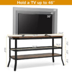 Rustic Brown TV Console Table with 3-Tier Storage Shelves
