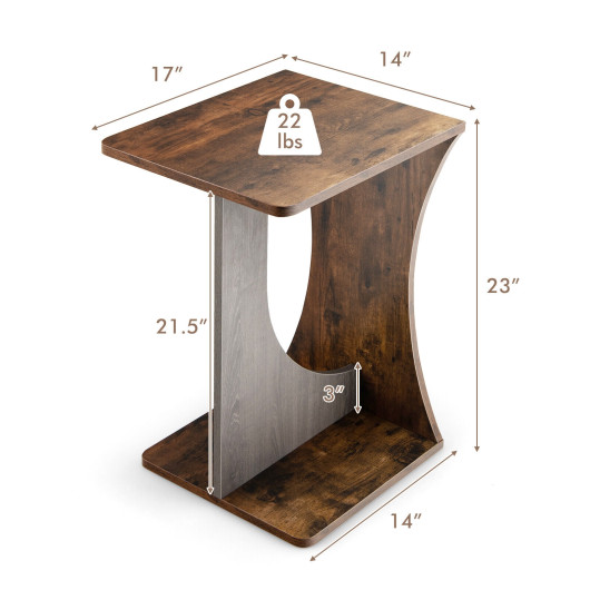 Rustic 2 Tier Compact C Shaped End Table Brown 5 Rustic 2 Tier Compact C Shaped End Table Brown - Image 5