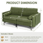 Modular Army Green Loveseat Sofa with Bolsters and Storage