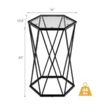 Hexagonal Glass Top End Table with Metal Frame 12 Hexagonal Glass Top End Table with Metal Frame