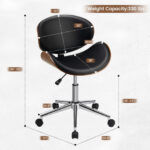 Mid-Century Adjustable Black Leather Office Chair with Swivel Base
