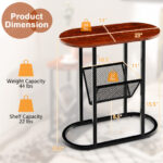 Rustic Brown Narrow 2-Tier Oval End Table with Storage