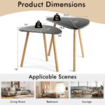 Modern Nesting Coffee Tables Triangular MDF Bamboo Legs (Set of 2) 11 Modern Nesting Coffee Tables Triangular MDF Bamboo Legs (Set of 2)