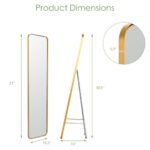 Gold Full Length Wall Mirror with Stand and Wall Mount