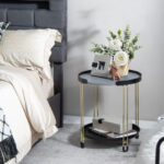 Gold 2-Tier Round Side Table with Removable Tray