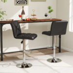 Adjustable PU Leather Bar Stools with Backrest and Swivel (Set of 2)
