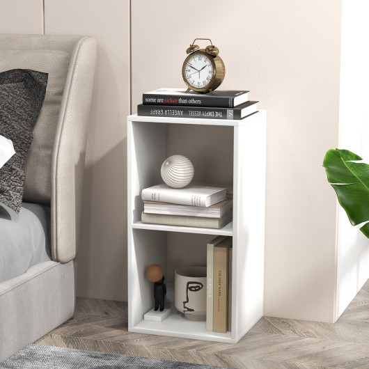 White 2 Cube Bookshelf with Back Guardrail for Living Room