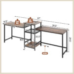 Rustic Brown 2-Person Desk with Power Outlet and Printer Stand 12 Rustic Brown 2-Person Desk with Power Outlet and Printer Stand