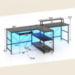 Reversible Double Desk with LED Lights and Ergonomic Monitor Stand