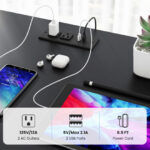 Reversible Double Desk with LED Lights and Ergonomic Monitor Stand