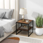 Industrial 2-Tier End Tables with Shelves Rustic Brown (Set of 2) 9 Industrial 2-Tier End Tables with Shelves Rustic Brown (Set of 2)