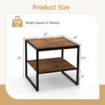Industrial 2-Tier End Tables with Shelves Rustic Brown (Set of 2) 12 Industrial 2-Tier End Tables with Shelves Rustic Brown (Set of 2)