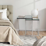 Modern Nesting Coffee Tables with Glass Top and Steel Frame (Set of 2) 12 Modern Nesting Coffee Tables with Glass Top and Steel Frame (Set of 2)