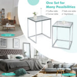Modern Nesting Coffee Tables with Glass Top and Steel Frame (Set of 2) 14 Modern Nesting Coffee Tables with Glass Top and Steel Frame (Set of 2)
