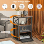 Rustic Brown Industrial Side Tables with Storage and Open Shelf (Set of 2) 13 Rustic Brown Industrial Side Tables with Storage and Open Shelf (Set of 2)