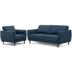 Upholstered Sofa and Chair Set with Removable Cushion Covers (Set of 2)
