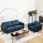 Upholstered Sofa and Chair Set with Removable Cushion Covers (Set of 2)