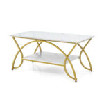 Modern Gold 2-Tier Coffee Table with Faux Marble Top 32 Modern Gold 2-Tier Coffee Table with Faux Marble Top