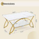 Modern Gold 2-Tier Coffee Table with Faux Marble Top 33 Modern Gold 2-Tier Coffee Table with Faux Marble Top
