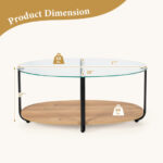 Modern 2-Tier Glass Oval Coffee Table with Wooden Shelf 12 Modern 2-Tier Glass Oval Coffee Table with Wooden Shelf
