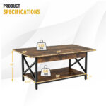 Industrial Coffee Table with 2-Tier Storage and Retro Design 18 Industrial Coffee Table with 2-Tier Storage and Retro Design