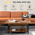 Industrial Coffee Table with 2-Tier Storage and Retro Design 16 Industrial Coffee Table with 2-Tier Storage and Retro Design