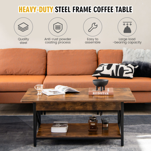 Industrial Coffee Table with 2-Tier Storage and Retro Design 2 Industrial Coffee Table with 2-Tier Storage and Retro Design - Image 2