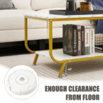 2-Tier Faux Marble Coffee Table with Metal Frame and Storage 14 2-Tier Faux Marble Coffee Table with Metal Frame and Storage