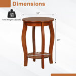 Rustic 2-Tier Round End Table with Storage Shelf Walnut 12 Rustic 2-Tier Round End Table with Storage Shelf Walnut