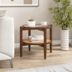 Round Rattan Side Table with Glass Top and Storage 9 Round Rattan Side Table with Glass Top and Storage