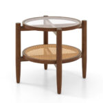 Round Rattan Side Table with Glass Top and Storage 11 Round Rattan Side Table with Glass Top and Storage