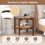 Round Rattan Side Table with Glass Top and Storage 14 Round Rattan Side Table with Glass Top and Storage