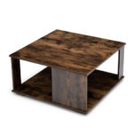 Rustic Brown 2 Tier Square Coffee Table with Storage 8 Rustic Brown 2 Tier Square Coffee Table with Storage