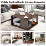 Rustic Brown 2 Tier Square Coffee Table with Storage 12 Rustic Brown 2 Tier Square Coffee Table with Storage