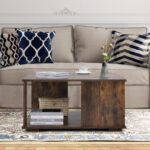 Rustic Brown 2 Tier Square Coffee Table with Storage 14 Rustic Brown 2 Tier Square Coffee Table with Storage