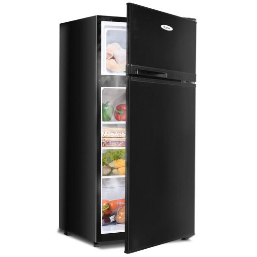Black 2 Door Compact Refrigerator with Freezer 3.4 Cu. Ft.