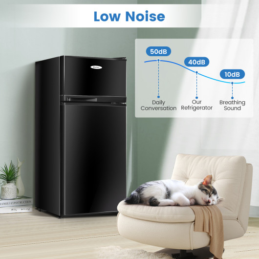 Black 2 Door Compact Refrigerator with Freezer 3.4 Cu. Ft.