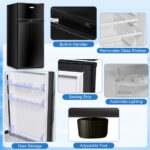 Black 2 Door Compact Refrigerator with Freezer 3.4 Cu. Ft.