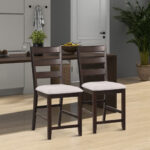 Counter Height Bar Stools with Padded Seat and Wood Legs (Set of 2)